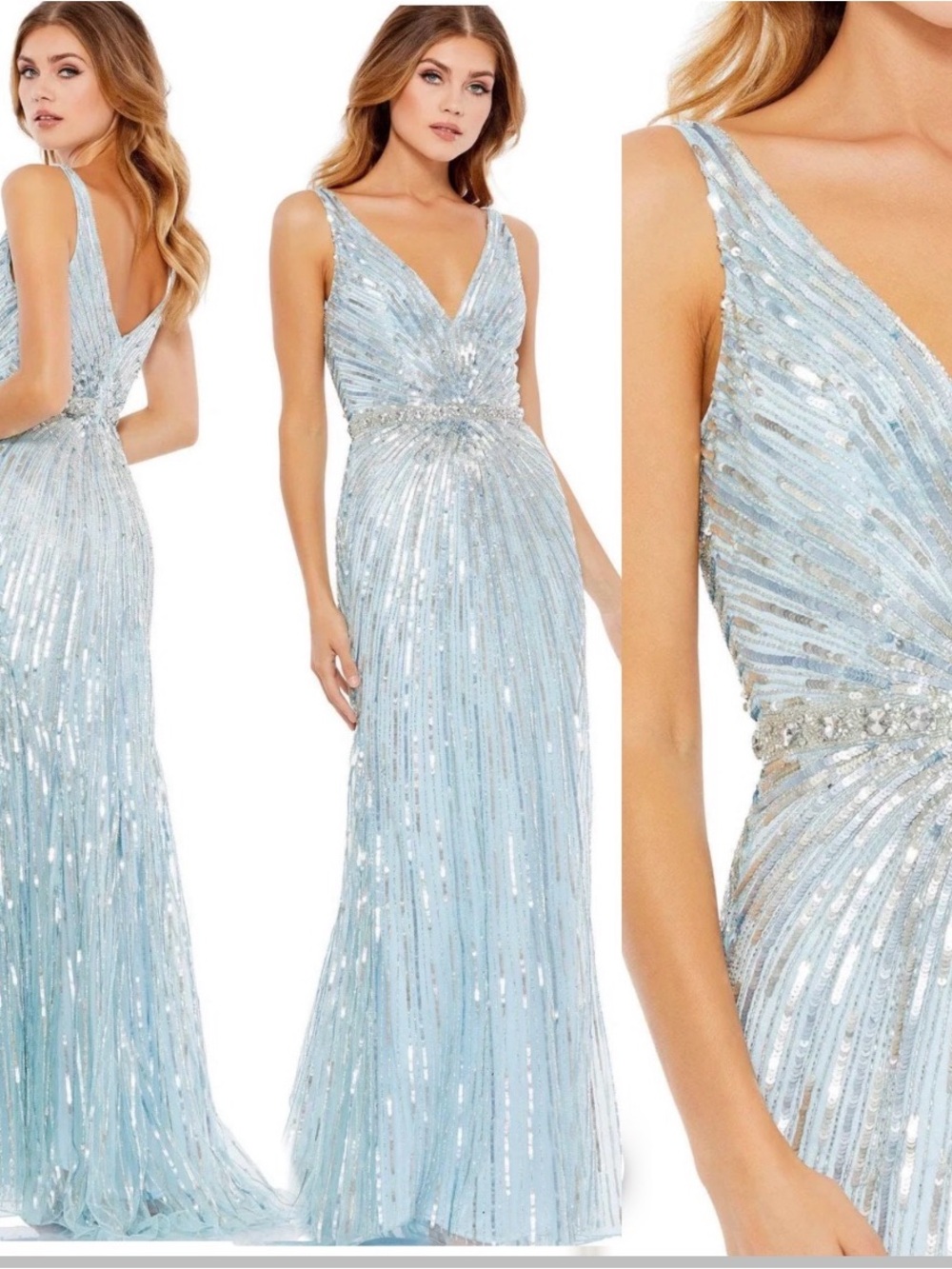 MAC DUGGAL Starburst Sequin Sheath Gown Size 10